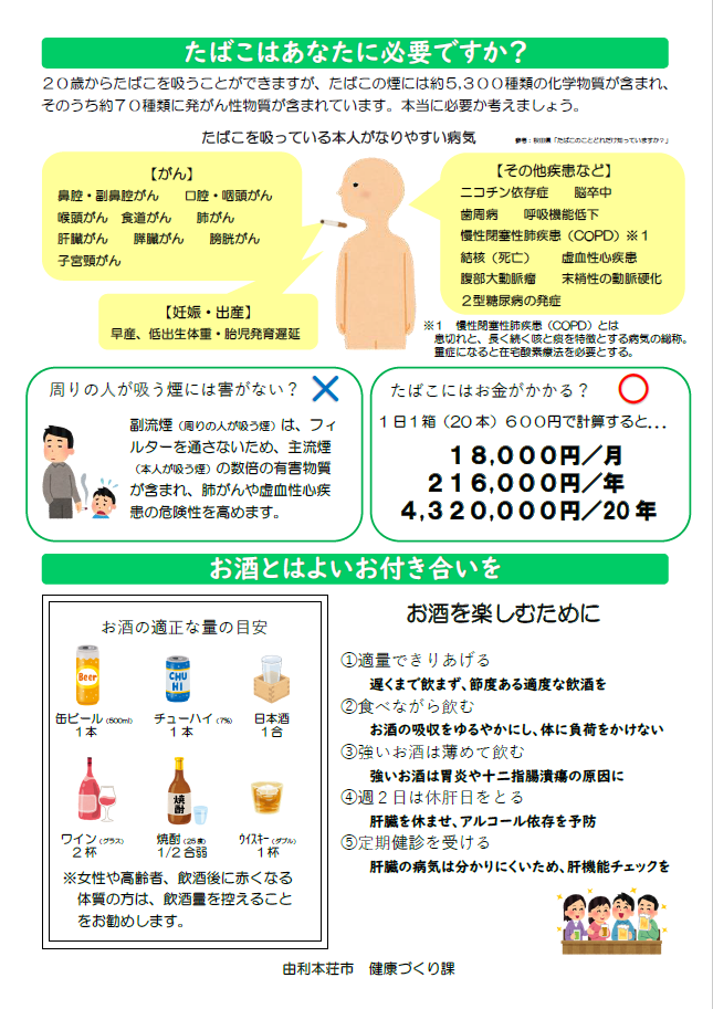 健康づくり課からのお知らせについてのチラシ　裏面