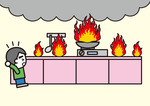 イラスト：台所での発火