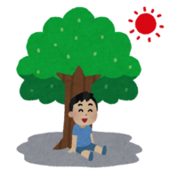 イラスト：木陰で涼む人