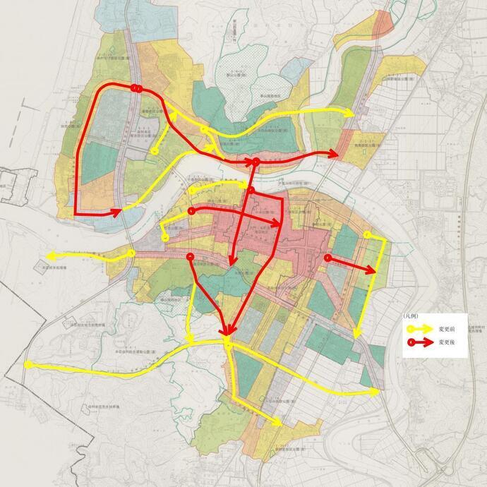 地図：都市計画道路の変更