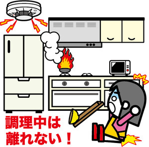 イラスト：台所での出火