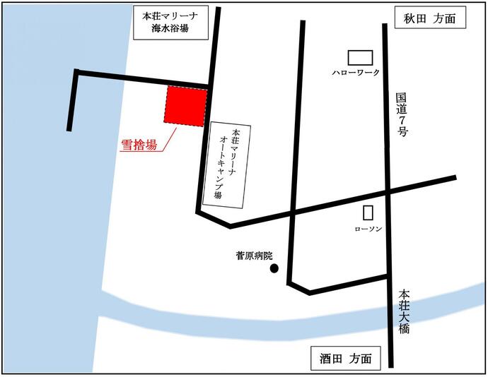 地図：　レクリエーション広場（本荘マリーナ脇）　付近