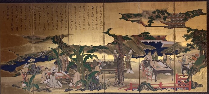 西園雅集図屏風(右隻)牧野永昌筆