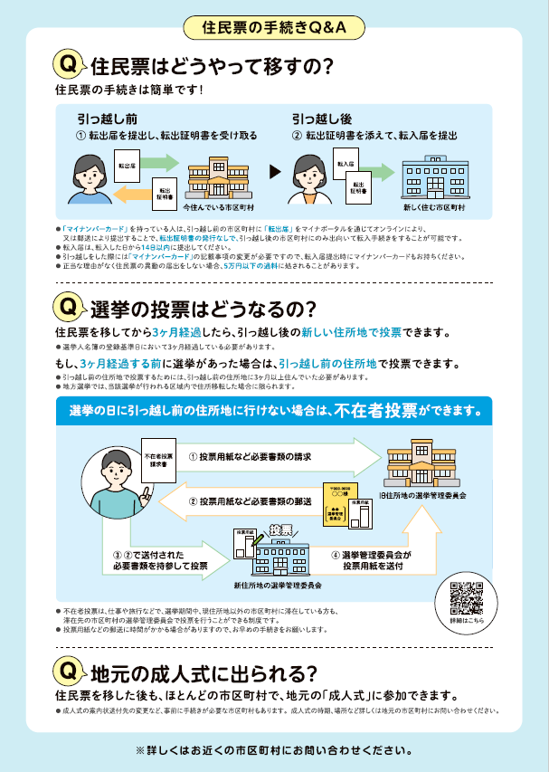 選挙　住民票の異動に関するチラシ　裏面