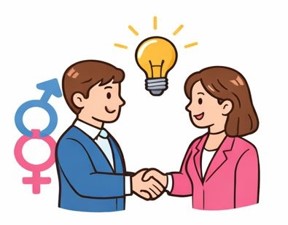 手を取り合う男女